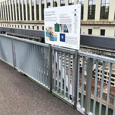 Schautafel und Tafelträger für Wasserkraftwerk Ryburg-Schörstadt
